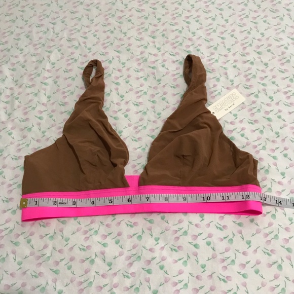 NWT Aerie SMOOTHEZ Mesh Plunge Bralette M Brown Hot Pink - Picture 3 of 8